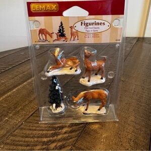 Vintage 1999 Lemax Dad And Fawns Figurines 92299 Village Collection Set Of 4 New